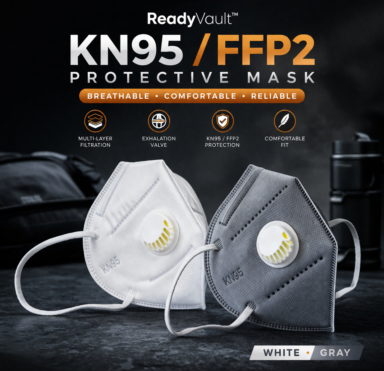 ReadyVault™ AirGuard Mask – KN95/FFP2 Protection